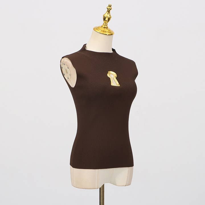 Productseeker - Wholesale Knit Top - Women's - TP46Y High-neck sleeveless vest with keyhole accent13