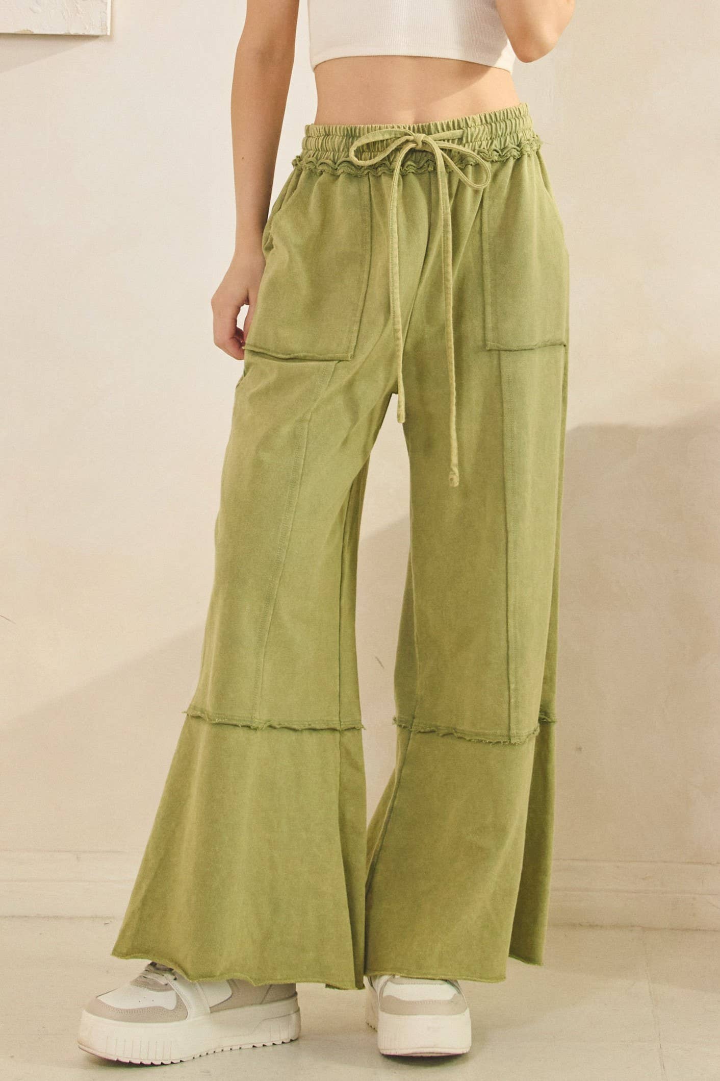 Sage + Fig - Wholesale Pants - Women's - MINERAL WASHED TERRY KNIT PANTS (SP7055-A)5