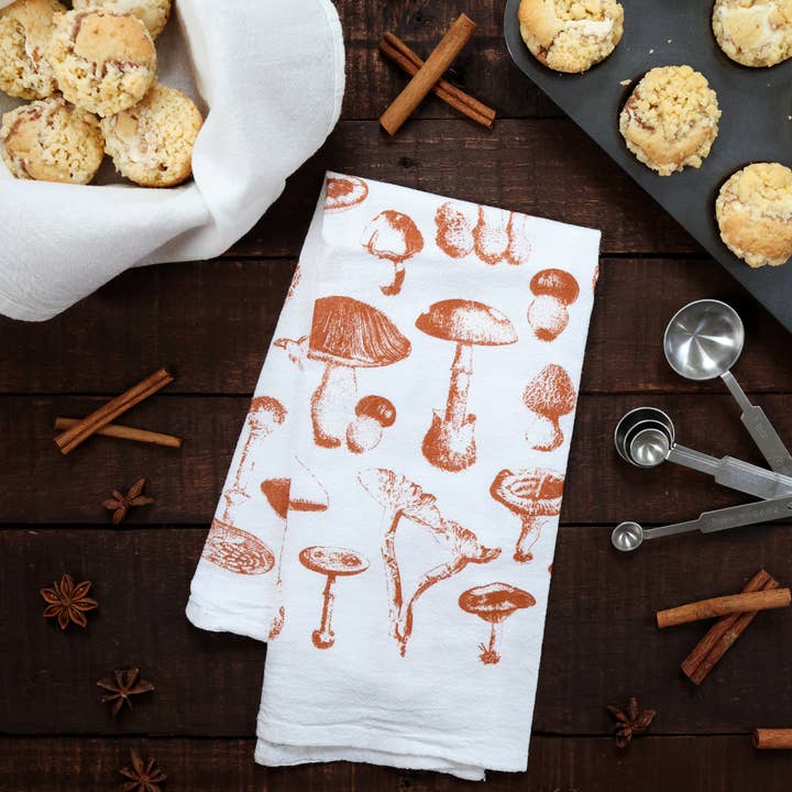 Highland Ridge | Handmade Home Decor - Wholesale Tea Towel - Mushroom Tea Towel