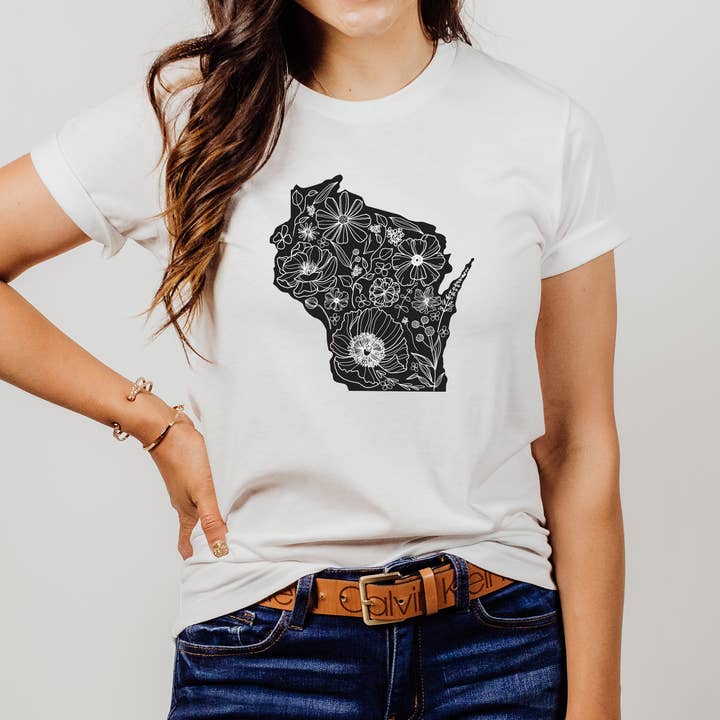 Camiseta con estampado de Floral State, unisex Bella + Canvas para venta al por mayor de Lissi Designs