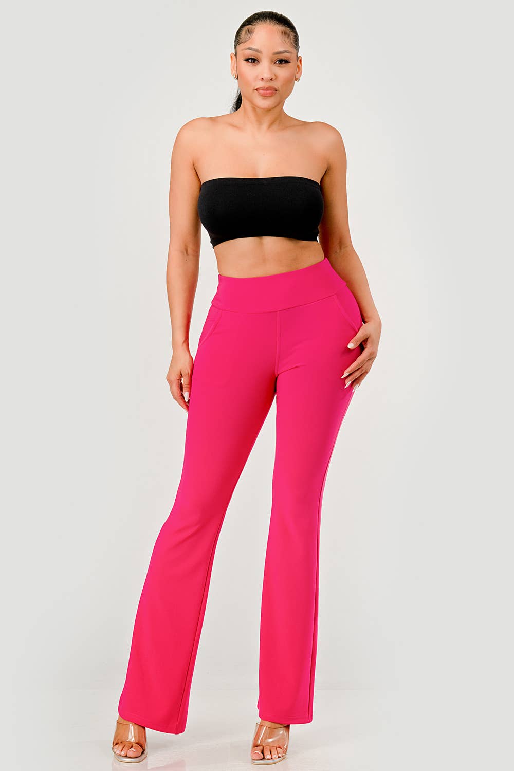 REDFINCH APPAREL INC - Wholesale Pants - Women's - Womens Tummy Control Butt Sculpting Flare Pants With Pockets31