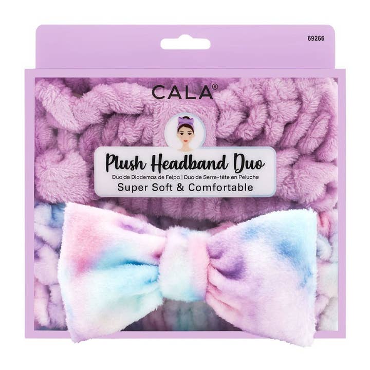 PINEAPPLE Beauty - Wholesale Spa Headband - CALA 69266 Lavender & Blue Tie Dye Headbands - 6 pcs