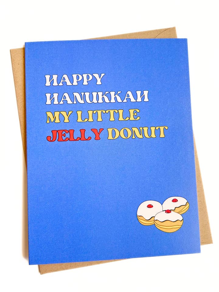 Jelly Donut Cute Hanukkah Card for Couples Romantic Holiday for wholesale by Five Dot Post