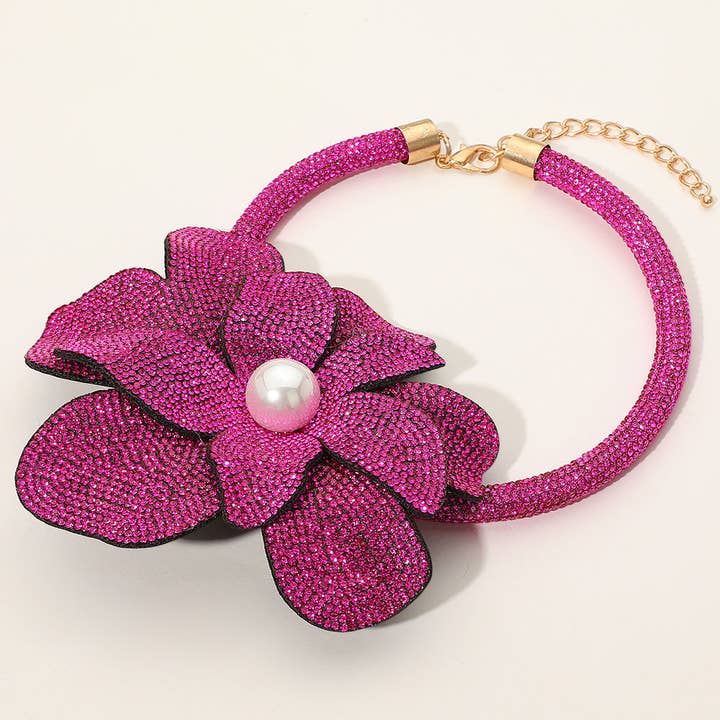 Sensibling Corp. - Wholesale Pendant/Charm Necklace - Pearl Centered Bling Studded Oversized Flower Pointed Necklace27