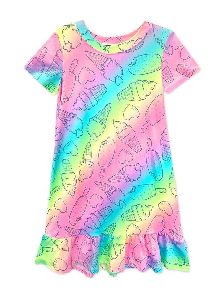 Simply Soft Short Sleeve Ruffle Lounge Dress for wholesale by PixieLane