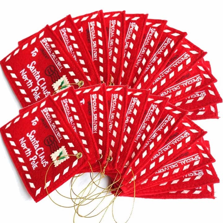 Red Letters to Santa Ornament, Envelope Ornament that opens for wholesale on Faire