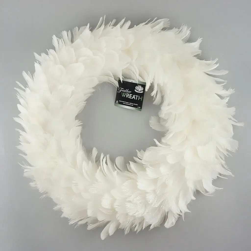 Zucker Feather Products - Wholesale Wreath - Goose Coquille Feather Wreath - 20 to 22 inch - White - Opal3