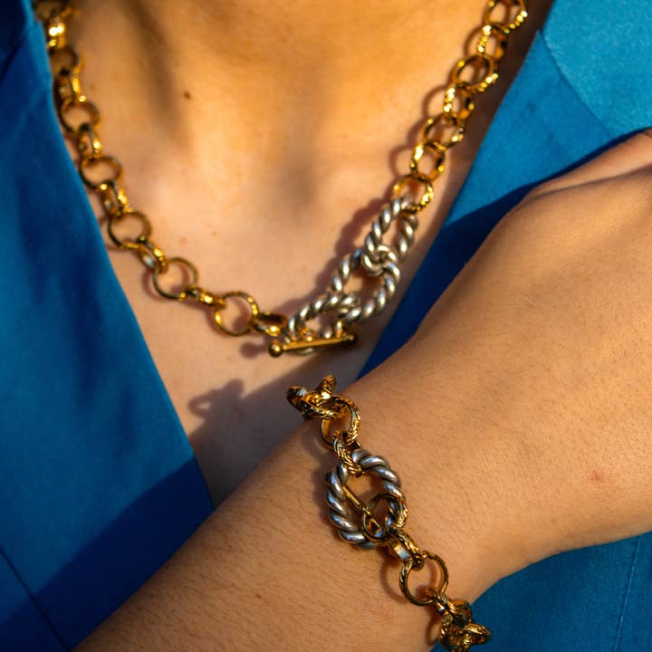 Idlewild Everyday - Wholesale Charm/Dangle Bracelet - Hollis Mixed Metal Toggle Bracelet1