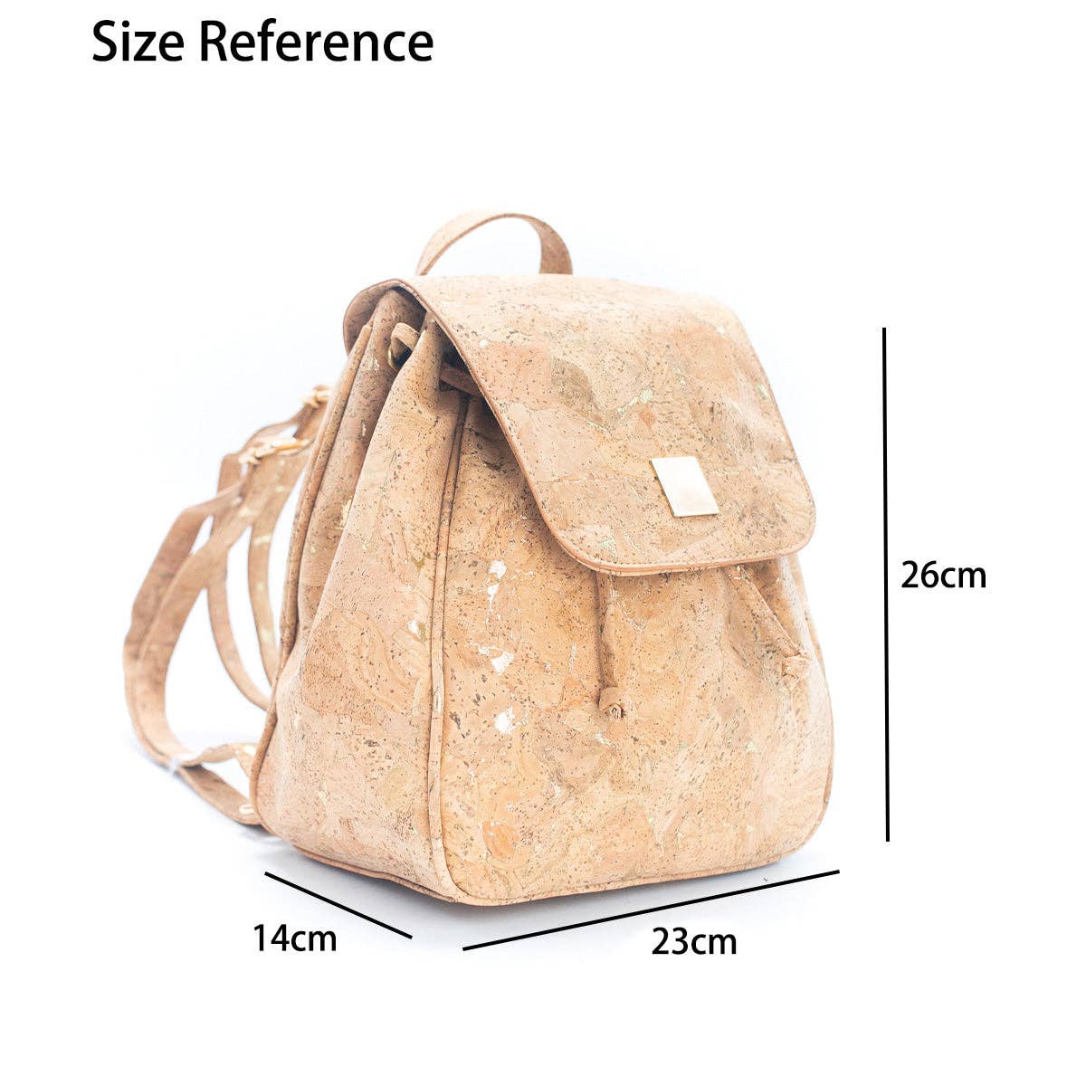 Meninas Bonitas Cork – Großhandel Rucksack – Damen – Damenrucksack mit goldenem Kordelzugverschluss und Tasche BAG-22584