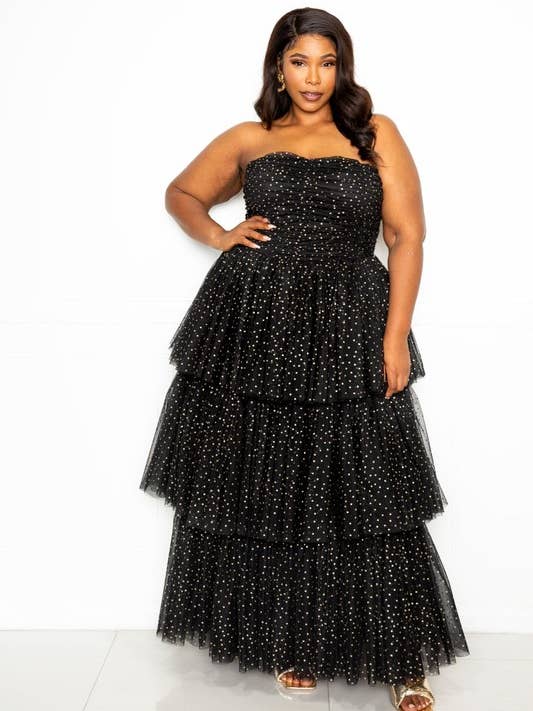 LAYERED DOT MESH MAXI DRESS for wholesale by J2 FASHION