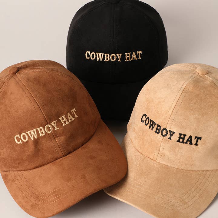Fashion City – wholesale Baseballkeps - Unisex – Cowboyhatt Textbroderi Mocka basebollkeps