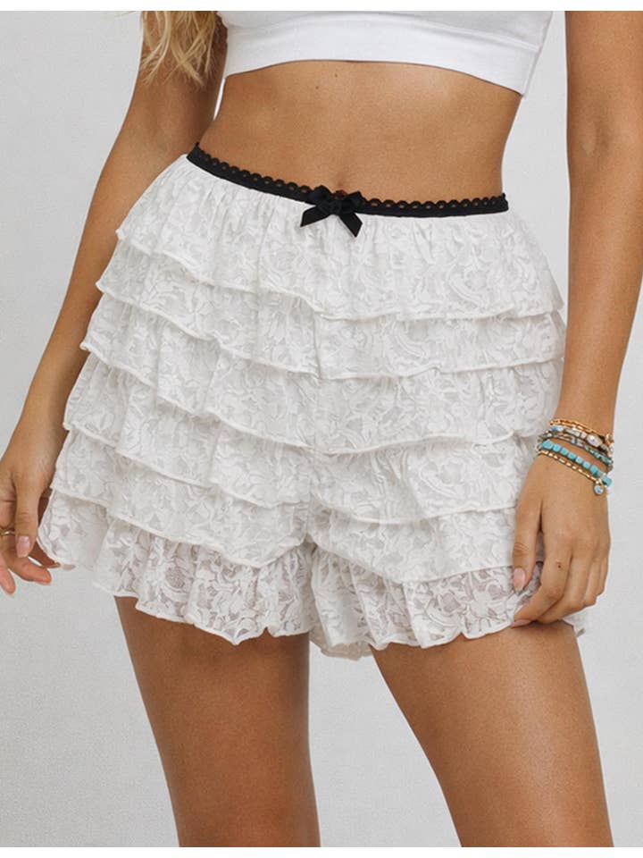 Sweetkama – Großhandel Shorts – Damen – Damen-Shorts mit Blumen-Spitzen und elastischem Bund SKS413082