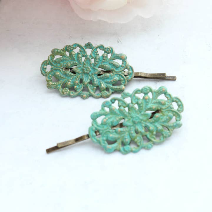 A Pocket of Posies - Wholesale Bobby Pin - Women's - Filigree Bobby Pins - Antiqued Gold Brass - 2 pc4