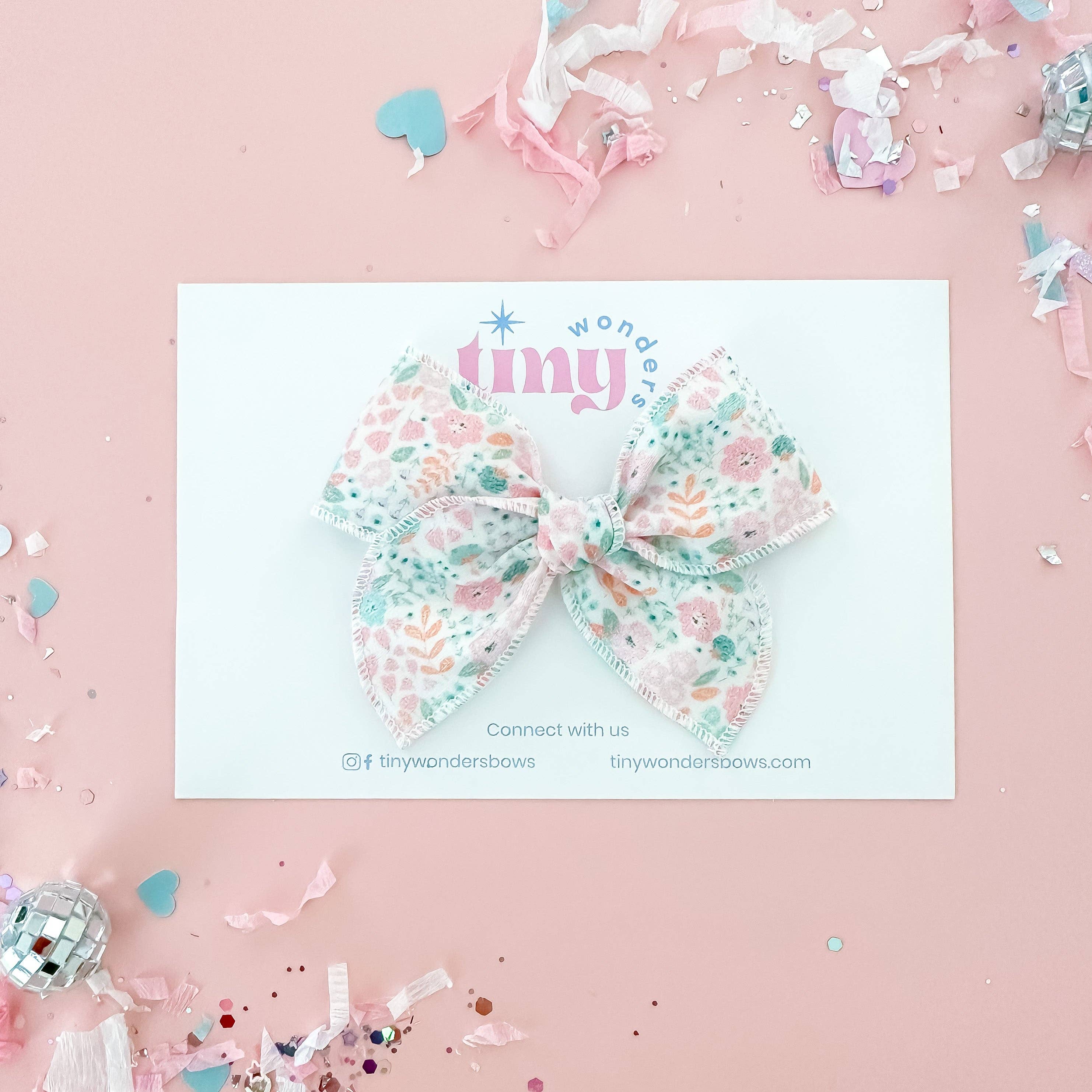 Tiny Wonders Bows - Wholesale Hair Bow - Kids - Mint and Pink Flowers5
