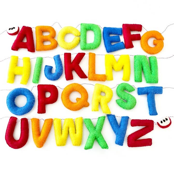 Rainbow Alphabet Felt Banner for wholesale by Glitter Party Co