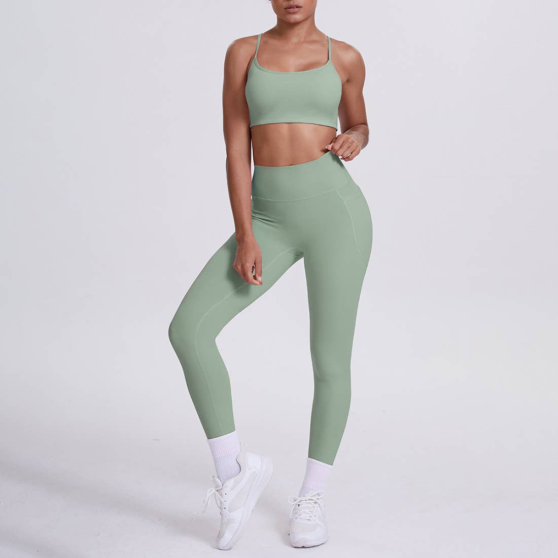 Sodalemon - Wholesale Activewear Set - Women's - Women High-Waisted Yoga Set: Sports Bra + Sculpting Leggings10