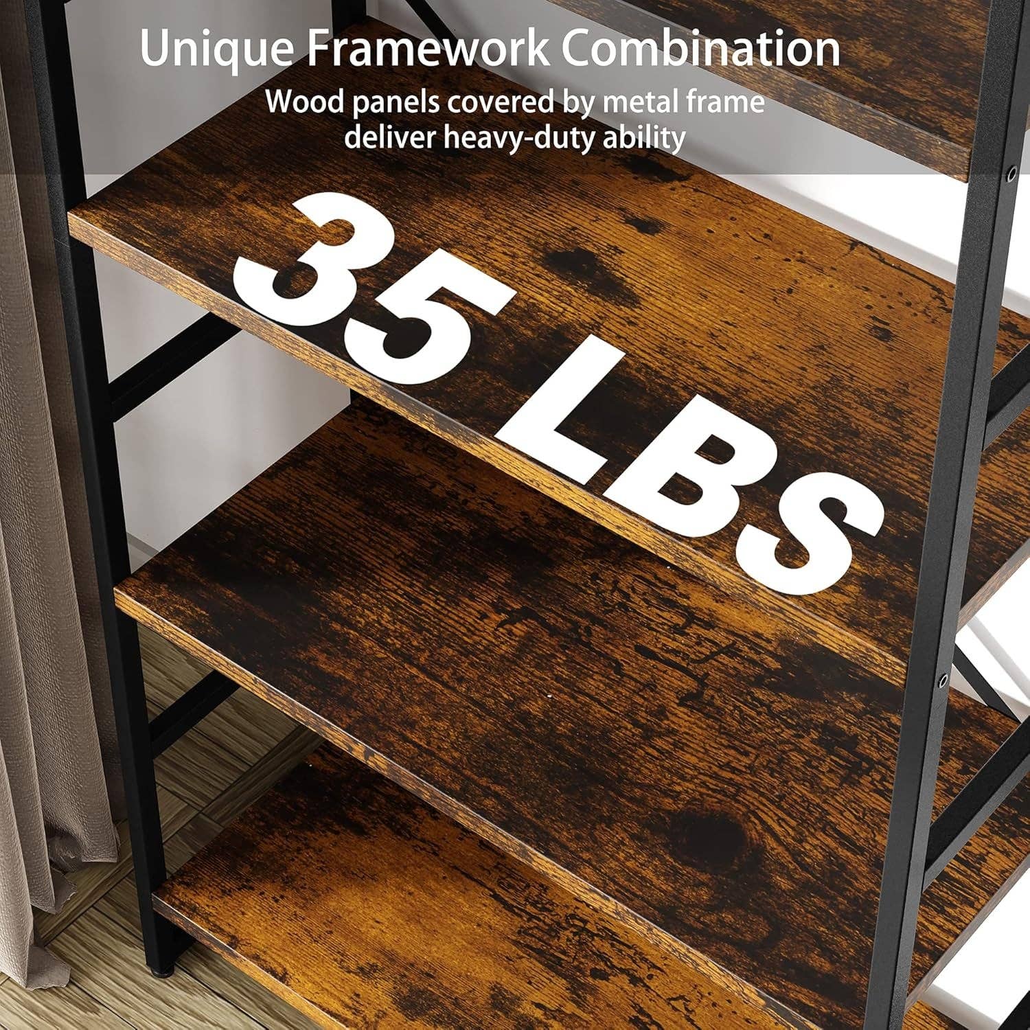 Pair Of 5 Shelf Bookcases Rustic Brown Industrial Tall for wholesale on Faire5