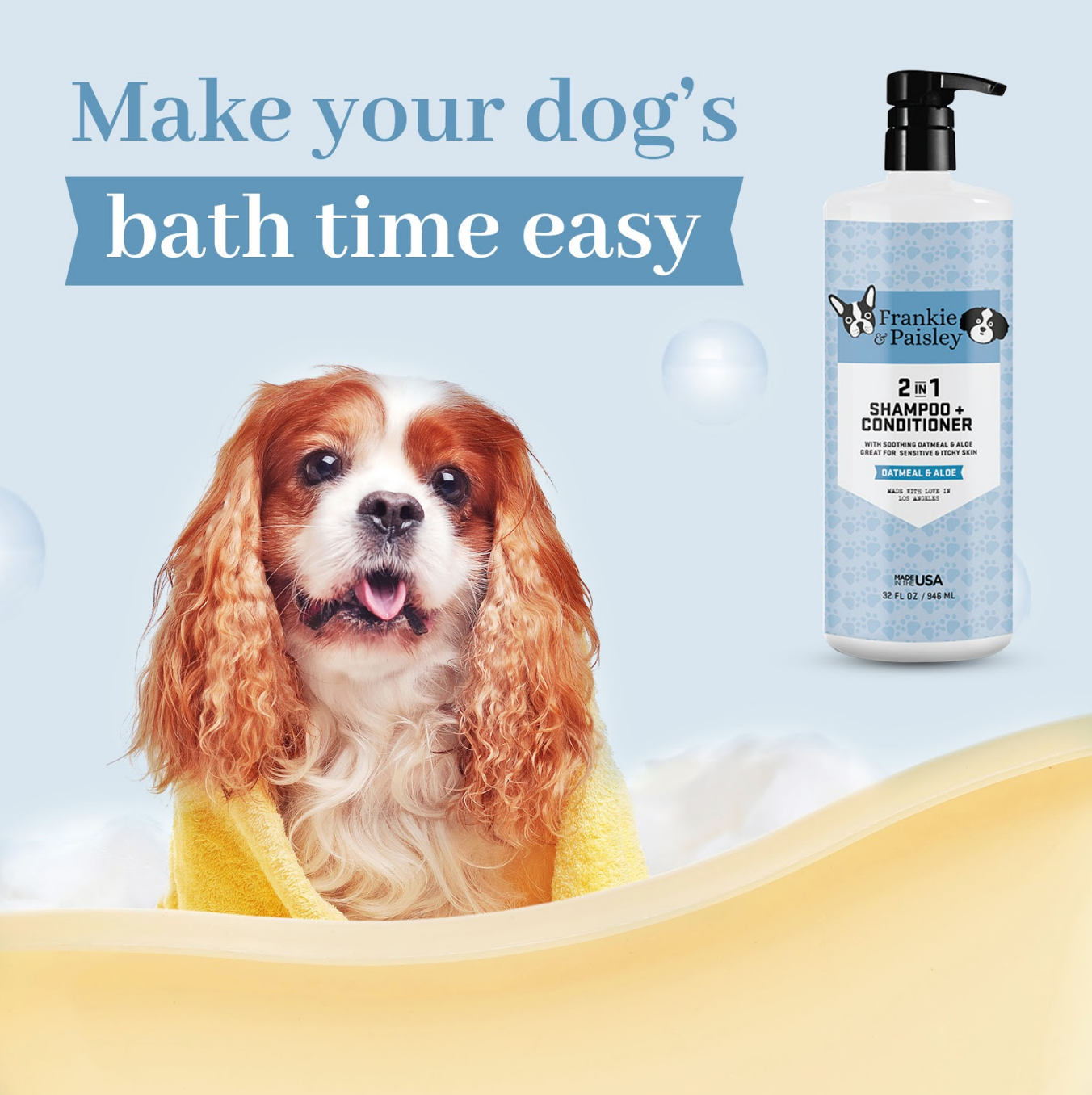 Frankie & Paisley Pet Products - Wholesale Pet Shampoo - Dog - 2-in-1 Shampoo + Conditioner Oatmeal & Aloe - 32oz4