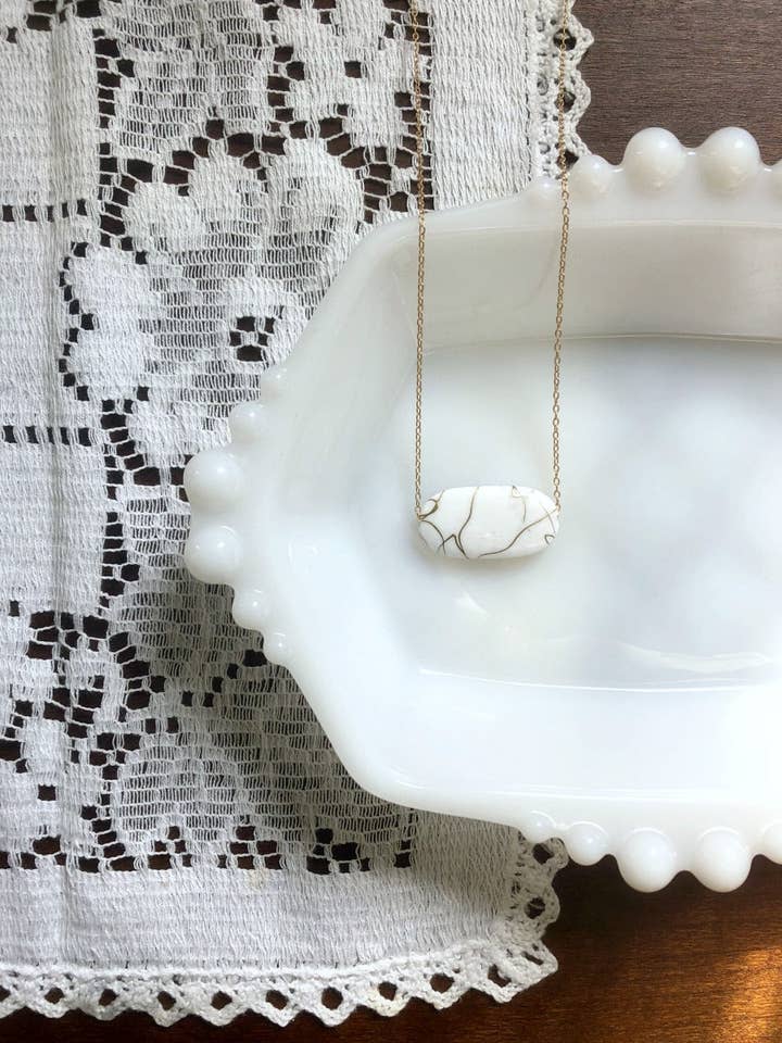 I AM WHOLE Ivory and Gold Necklace for wholesale by Hamrick Avenue