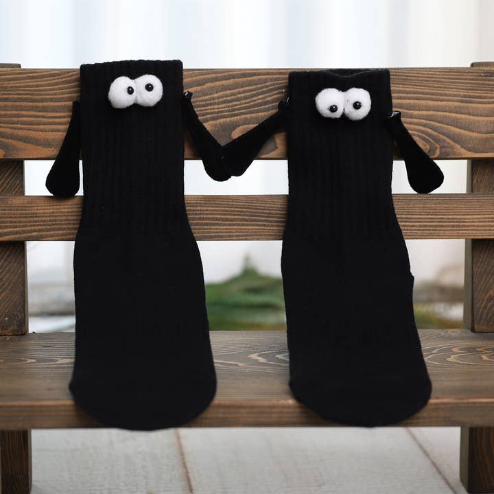 Black Magnetic Couple Socks for Valentines Day 1 Pair for wholesale by Mars Outlet Store LLC