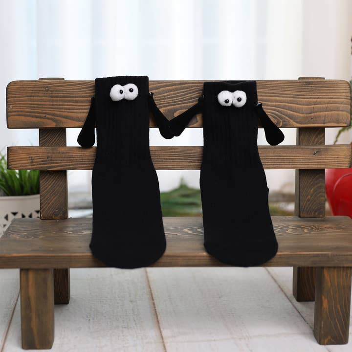 Black Magnetic Couple Socks for Valentines Day 1 Pair for wholesale by Mars Outlet Store LLC