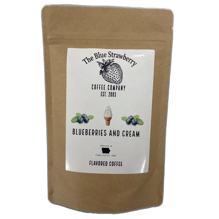 The Blue Strawberry Coffee Co - Venta al por mayor Café molido - Arándanos y crema (café aromatizado)