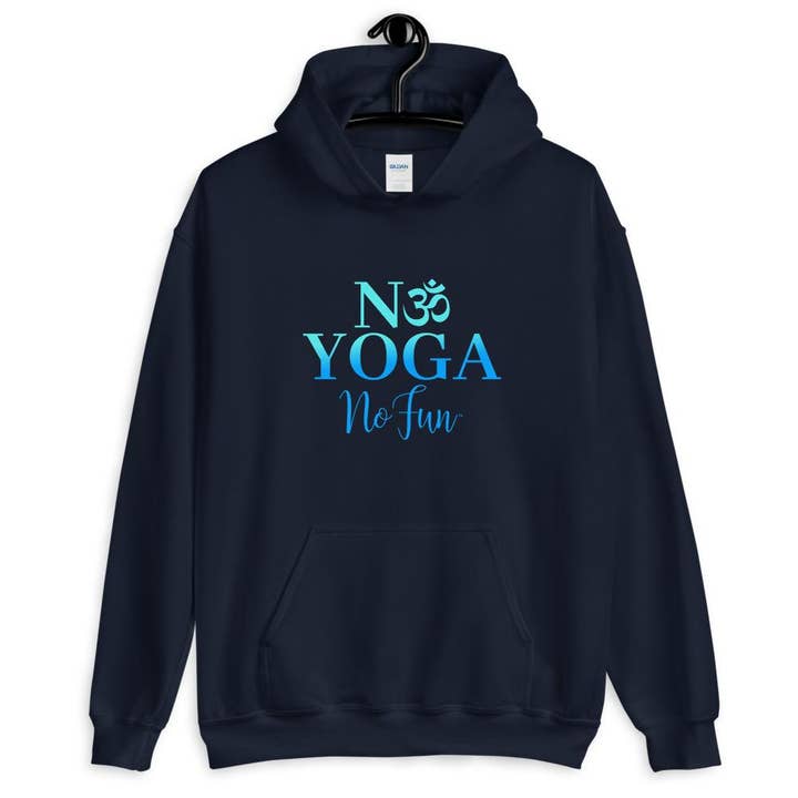 Niente Yoga Niente Divertimento, Donna, Felpa con Cappuccio, Blu Navy Speciale per la vendita all'ingrosso da parte di No Fun Company