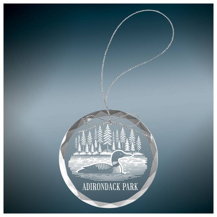Adirondack Etching LLC - Wholesale Ornament - Loon on a Lake Clear Glass Ornament1