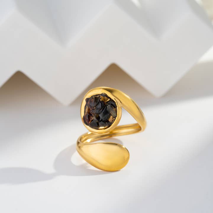 COSMOS - Wholesale Cocktail/Statement Ring - Modern stainless steel ring adorned with small stones5