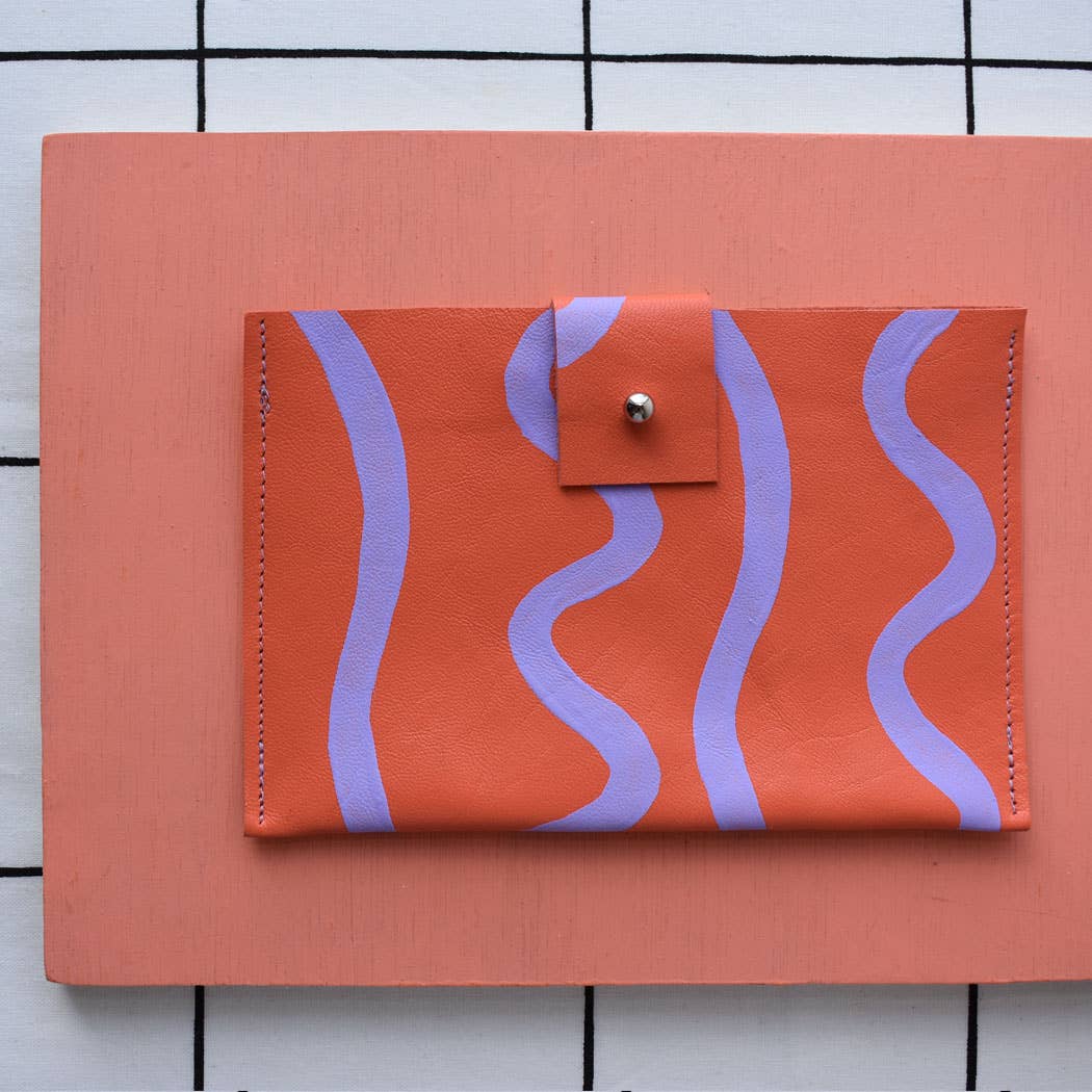 Hand Painted Leather Passport Pouch for wholesale by Jemma Marston