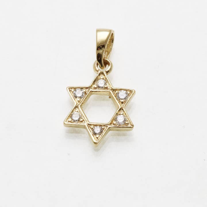 14k Yellow Gold Diamond Jewish Star of David Pendant for wholesale by Bareket Fine Jewelry