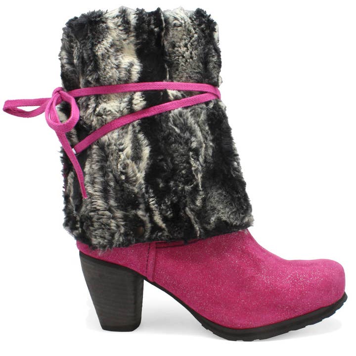 Pulpeux - Hoher Stiefel mit Kunstpelzfutter - Fuchsia Glitzer für den Großhandel von Chanii B