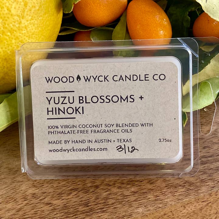Yuzu Blossoms + Hinoki Wax Melts for wholesale by Wood Wyck Candles