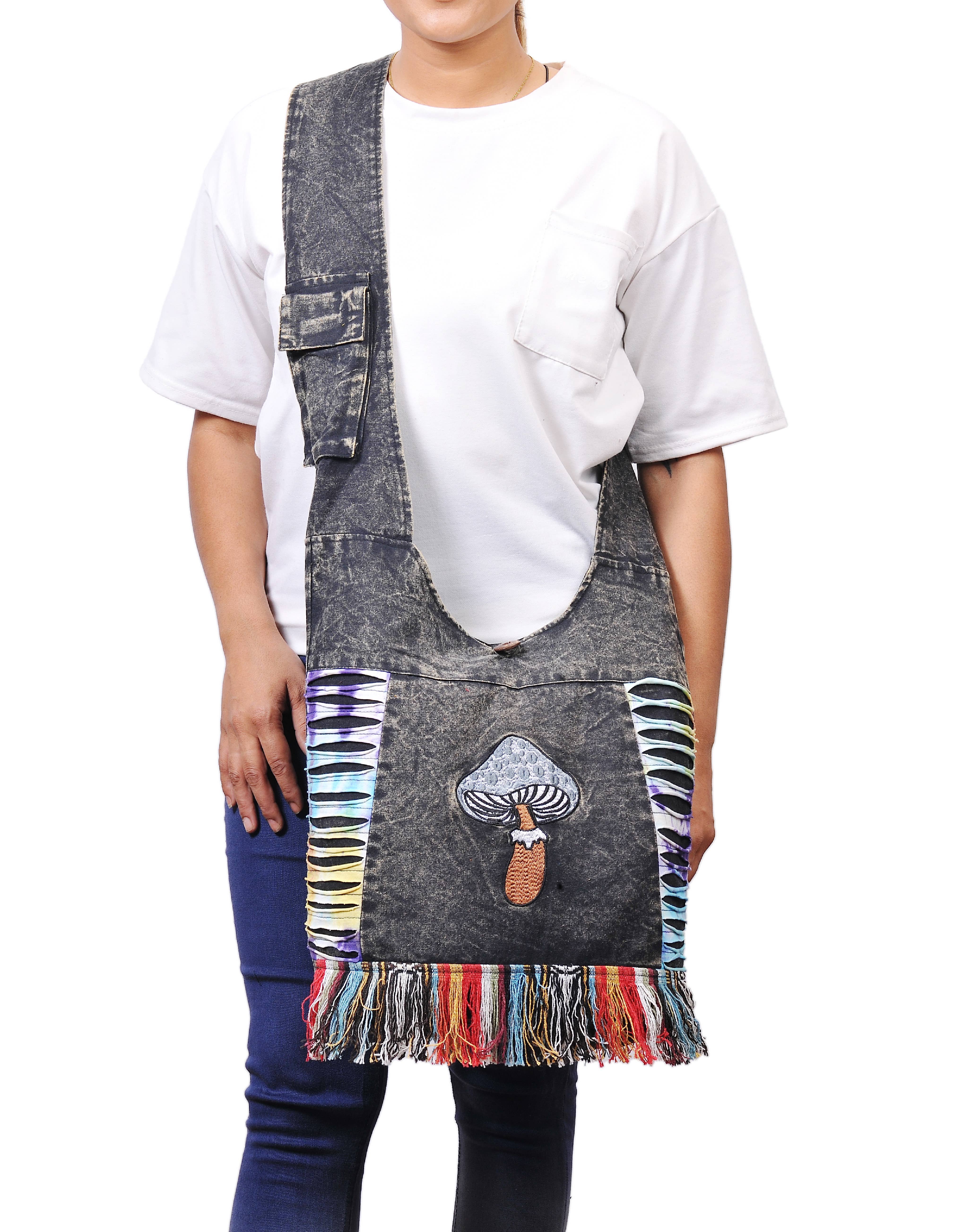 The Collection Royal / Royal Handicrafts - Vendita all'ingrosso Borsa a tracolla - Donna - Borsa Hobo a tracolla Hippie Boho ricamata a forma di fungo in cotone1