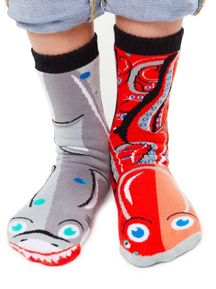Shark & Octopus Mismatched Socks for Adults for wholesale by Pals Socks