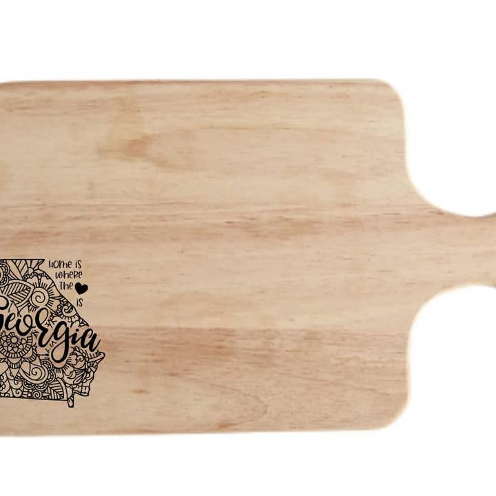 GA Georgia cutting board, charcuterie board, made in the Usa, personalized for wholesale by Dolce Crafts LLC