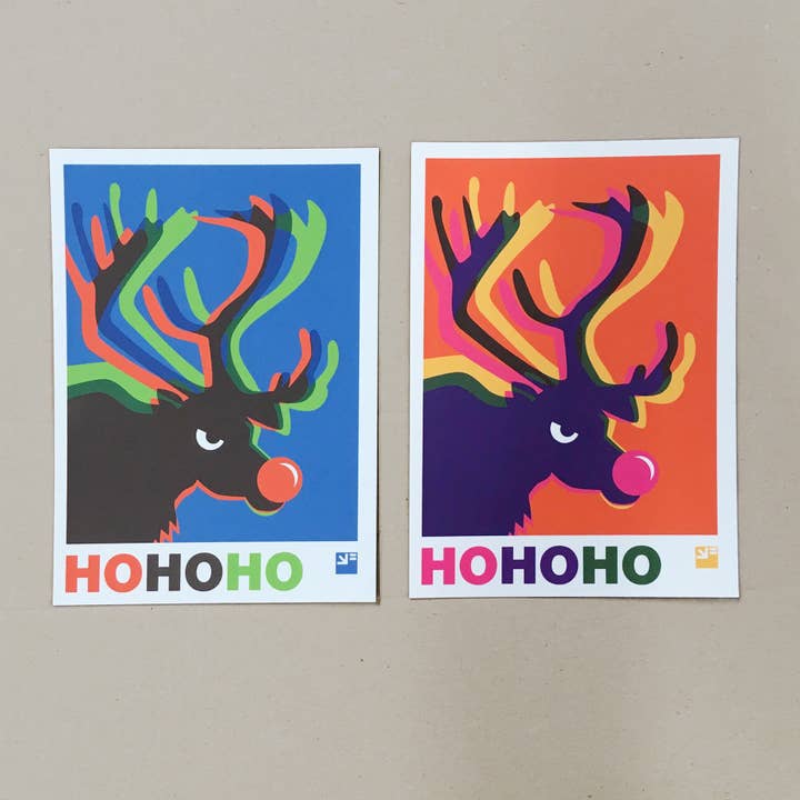 Carte postale de Noël - HOHOHO (Angry Animals) - A6 pour la vente par VrijFormaat