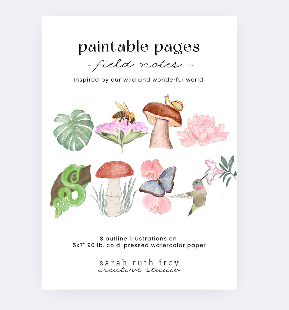 Sarah Ruth Frey - Wholesale Sketchbook/Sketchpad - Field Notes Paintable Pages | Watercoloring Set1