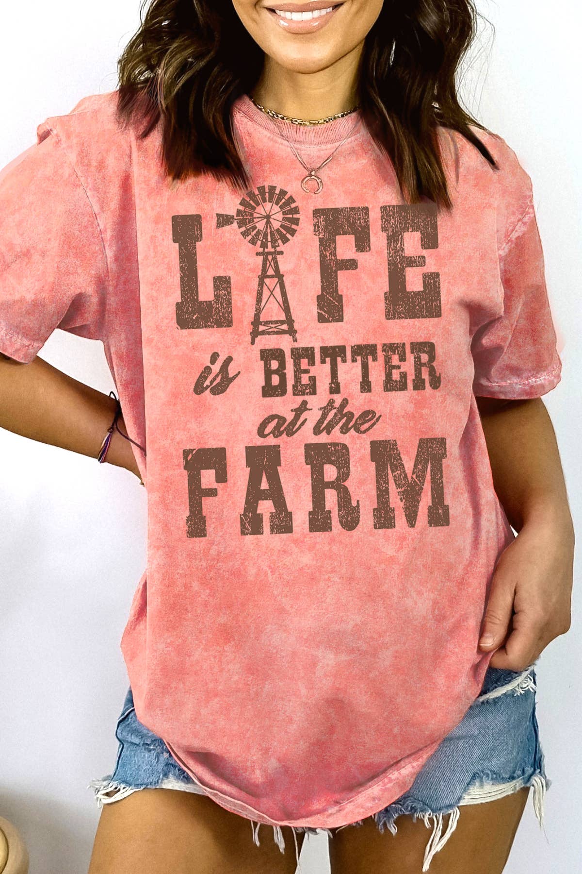 BouTeeQue Closet - Vente T-shirt sérigraphié – femme - BT1943 MT LIFE is Better - Mineral Wash Relaxed Fit1