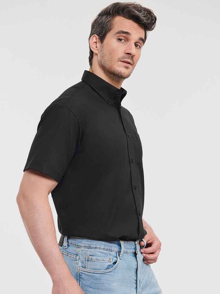 Colección Russell - Camisa Oxford de manga corta y fácil cuidado para venta al por mayor de Pierre Francis