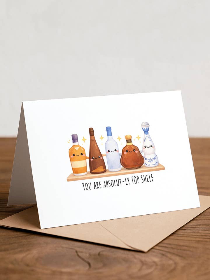 Carte de remerciement alcoolisée : Carte d'alcool amusante pour la vente par Chewy Lemon Studio