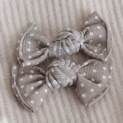 Tan Polka Dot Gerippte BloomCLIPS oder Nylon-Stirnband für den Großhandel von Bloom Headwraps