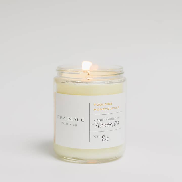 Rekindle Candle Co - Wholesale Jar/Filled Candle - Poolside Honeysuckle Cotton Wick Soy Candle