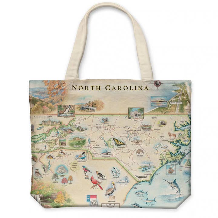 Sac en toile avec carte de l'État de Caroline du Nord pour la vente par XPLORER MAPS