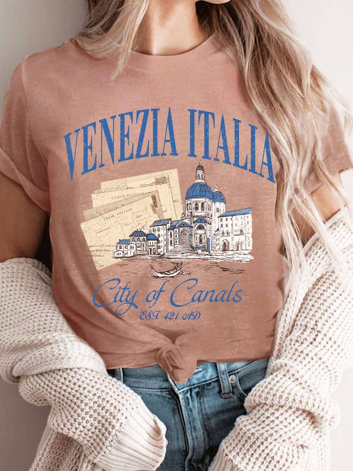 Rustee Clothing - Wholesale Screen Printed T-Shirt - Women's - VENEZIA ITALIA CITY OF CANALS GRAPHIC TSHIRTS 6
