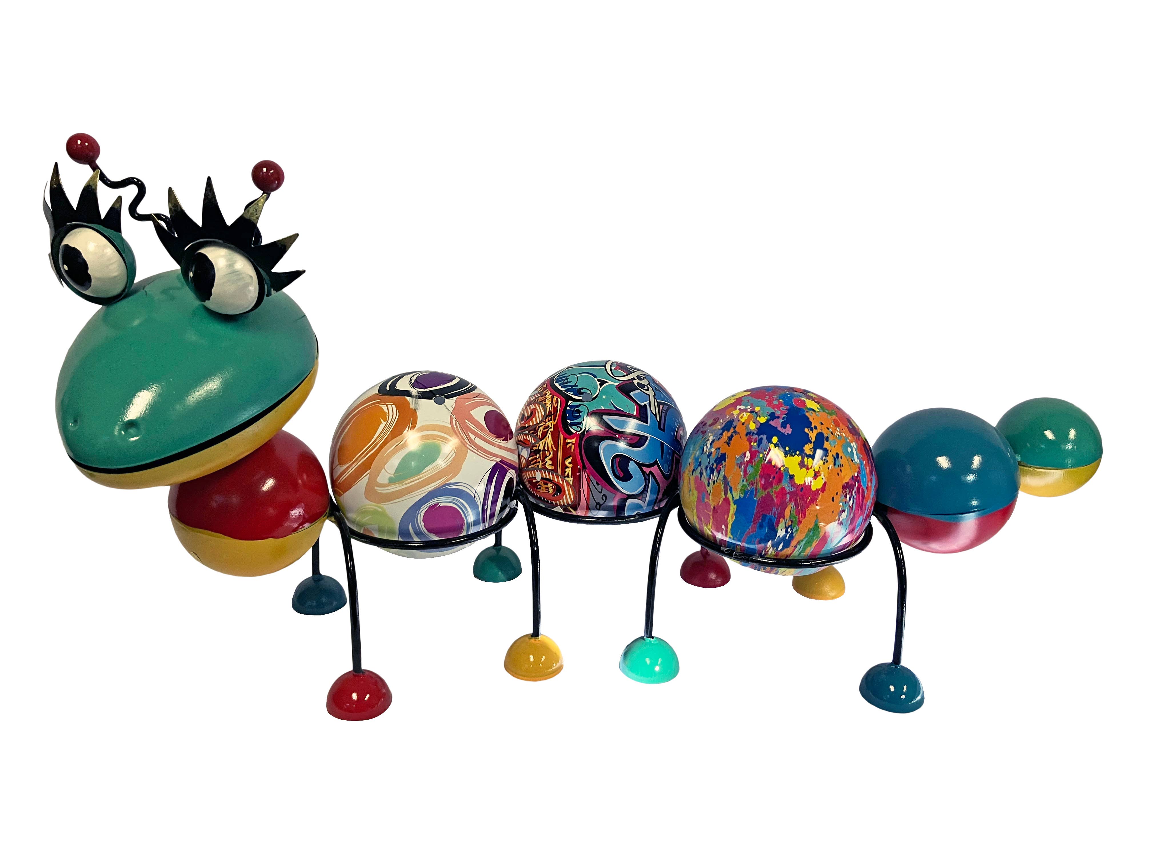 Continental Art Center - Wholesale Plant Pot - Painted Enamel Metal Caterpillar Statue and Planter3