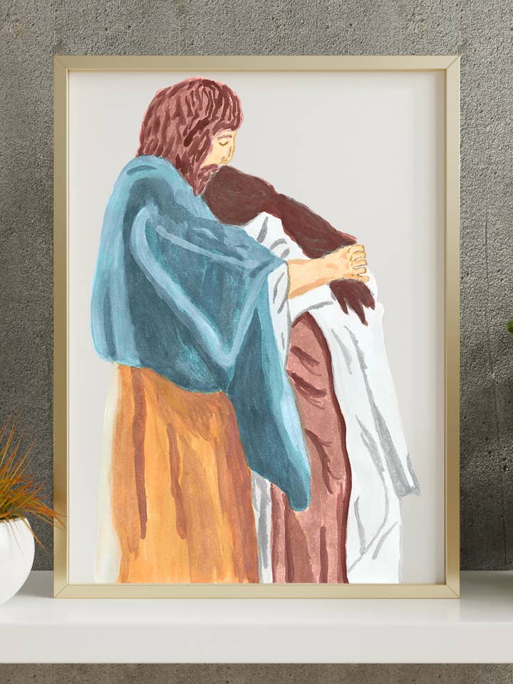 Jesus helbreder Maria Magdalena Print for engroshandel hos Zelie Crafts