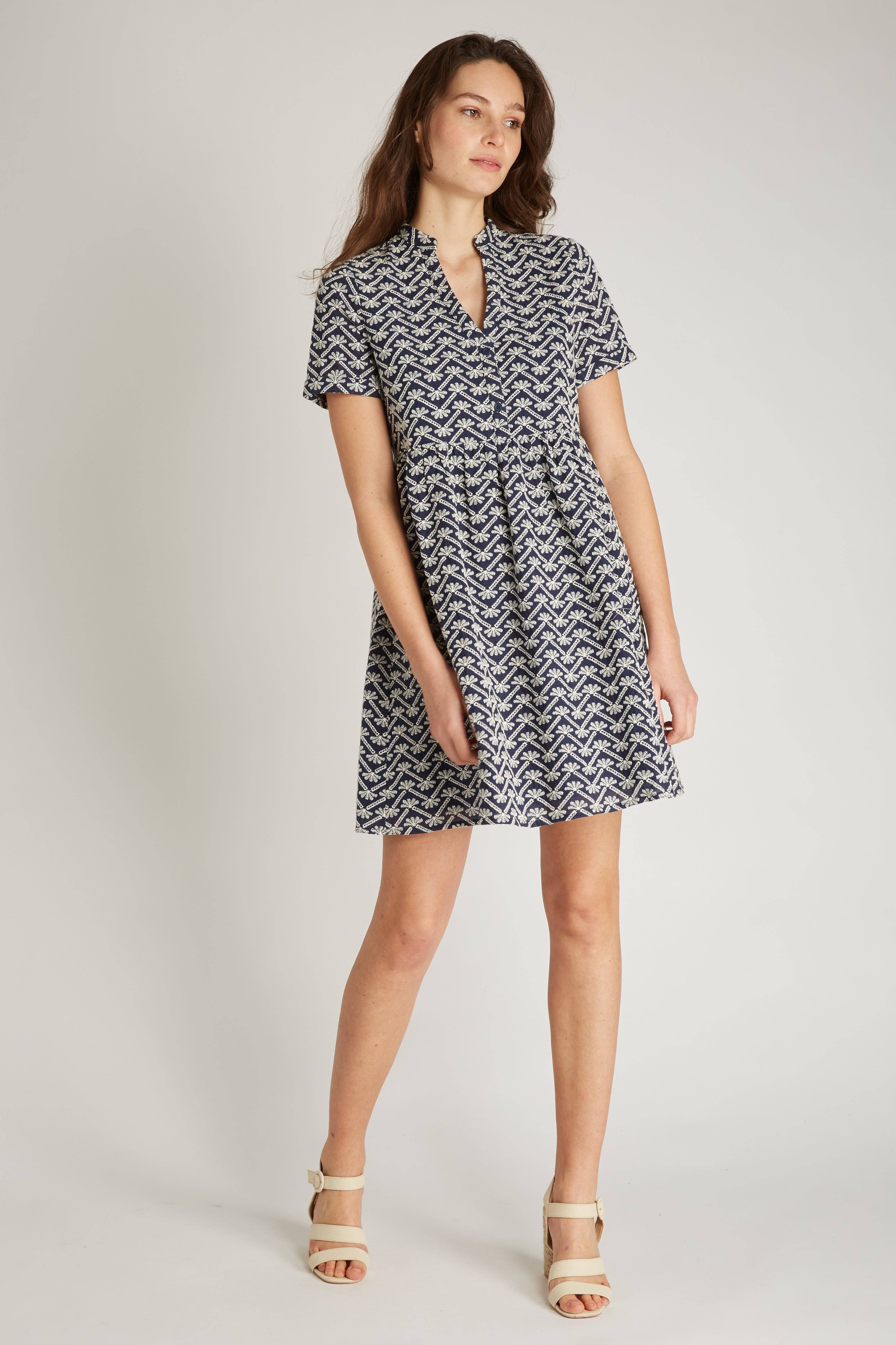 NAVY ELENA - Embroidered short dress for wholesale on Faire2