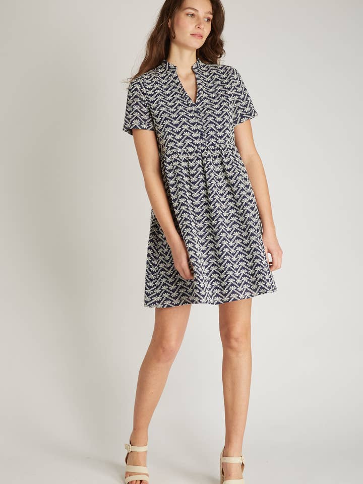 NAVY ELENA - Embroidered short dress for wholesale on Faire2