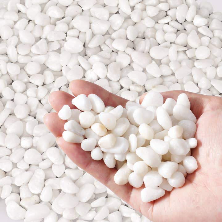 White Pebbles, Polished River Rocks Small Gravel Stones for wholesale by The Next Gardener